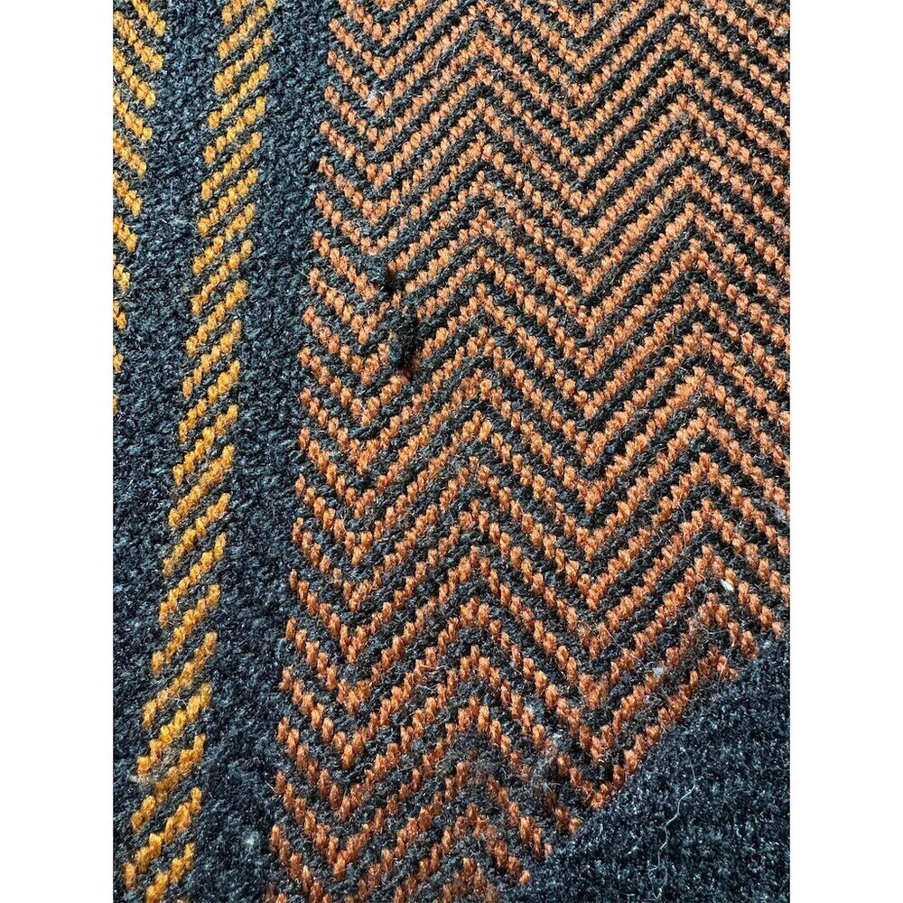 Unbranded Womens Shawl Wrap Scarf Black Rust Herringbone Stripe Fringe - Picture 6 of 7